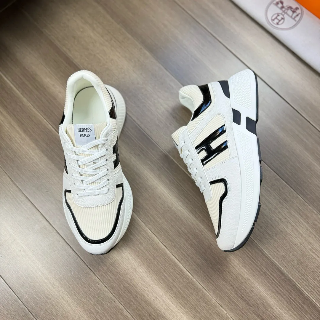 [HERMES] Hermès men's shoes 💰520💰 - High-end quality original order - Upper: 🔝 tumbled calfskin, high mercerized striped fabric, sewn brand H totem - Lining: water-dyed cowhide - Outsole: ultra-light T men's shoes 💰U foam rubber; two-color molded outsole - Super high quality control, fine workmanship: highlighted (high-end, luxury, grade) -Size :38-44, (45, customized)